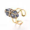 Copper Wire Wrapped Natural Gemstone Adjustable Rings for Women RJEW-JR00386-2