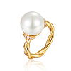 925 Sterling Silver Wire Wrapped Finger Ring with Imitation Pearl FV1561-1