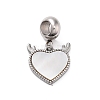 304 Stainless Steel Pave White Shell European Dangle Charms STAS-G308-32P-01-1