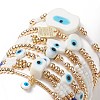 7Pcs 7 Style Evil Eye Lampwork & Glass Seed & Brass Beaded Stretch Bracelets Set for Women BJEW-JB09249-02-2