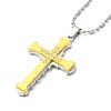 Alloy Cross Pandant Necklace with Link Chains NJEW-K245-003G-1