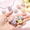 10Pcs 5 Colors Flower Style Resin Rhinestone Beads CLAY-YW0002-73-5