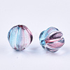 Two Tone Transparent Spray Painted Acrylic Corrugated Beads ACRP-T005-12mm-52A-1