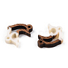 Opaque Resin & Walnut Wood Connector Charms RESI-N039-46H-2