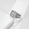 Square with Cross Pattern 304 Stainless Steel Finger Rings for Men FS-WGAC6B1-04-1