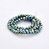 Full Green Plated Glass Faceted Flat Round Beads Strands EGLA-A033-4mm-FP02-2