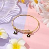 Glass Seed Beads & Stainless Steel Bangles with Black Flower for Women BJEW-JB10411-2