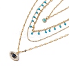 Synthetic Turquoise & Rhinestone Horse Eye Pendants Multi Layered Necklace with Plastic Beaded NJEW-P269-19G-2