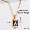 304 Stainless Steel Pave Natural Paua Shell Rectangle Initial Pendant Necklaces for Women FS-WG38E89-01-2