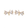 Brass Clear Cubic Zirconia Stud Earrings Finding for Women LS-KK-A244-13A-G-1