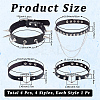 4Pcs 4 Styles Gothic Style Spiked Rivet Imitation Leather Chocker Necklaces NJEW-CL0001-19-2