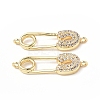Eco-Friendly Rack Plating Brass Micro Pave Clear Cubic Zirconia Connector Charms KK-F845-05G-2
