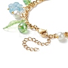 5Pcs 5 Color Glass Pearl & Flower & Acrylic Leaf Charm Bracelets Set BJEW-JB08908-7