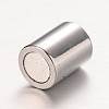 Textured 304 Stainless Steel Column Magnetic Clasps with Glue-in Ends STAS-I045-11-4