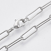 Brass Round Oval Paperclip Chain Necklace Making MAK-S072-05A-P-1