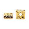 Brass Rhinestone Spacer Beads RB-A013-6x6-01G-2