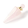 Natural Rose Quartz Faceted Cone Openable Perfume Bottle Big Pendants G-L524-18G-12-2