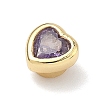 Heart Brass Micro Pave Cubic Zirconia Cabochons KK-P345-13G-D-3