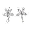 Brass Micro Pave Cubic Zirconia Studs Earring Findings KK-K364-03P-1