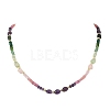 Dyed Natural Malaysia Jade Faceted Rondelle and Mixed Stone Nuggets Beaded Necklaces for Women NJEW-JN06315-4