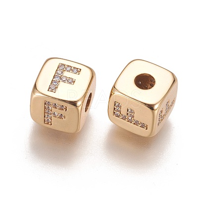 Brass Micro Pave Cubic Zirconia Beads KK-K238-16G-F-1