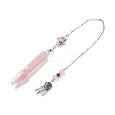 Natural Rose Quartz Pointed Dowsing Pendulums G-I322-01P-01-1