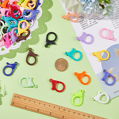 128Pcs 16 Colors Plastic Lobster Claw Clasps KY-SC0001-74-1