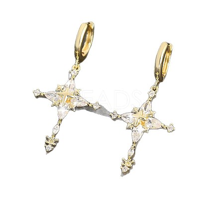 Brass & Cubic Zirconia Hoop Dangle Earrings WG4AE01-01-1