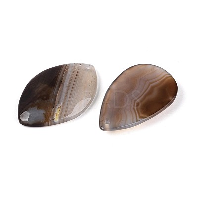Natural Coffee Banded Agate Pendants G-N361-03-1