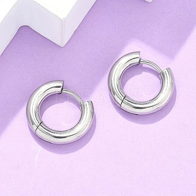 Tarnish Resistant 304 Stainless Steel Huggie Hoop Earrings EJEW-F111-14mm-P-1