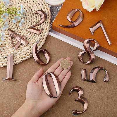 10Pcs 10 Styles 3D Digits ABS Plastic Room Number Plaque FIND-GL0001-47-1