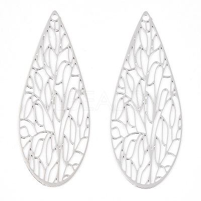 Rack Plating Brass Filigree Pendants KKC-T001-68P-1