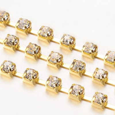 Brass Rhinestone Cup Chain CHC-S12-G-1