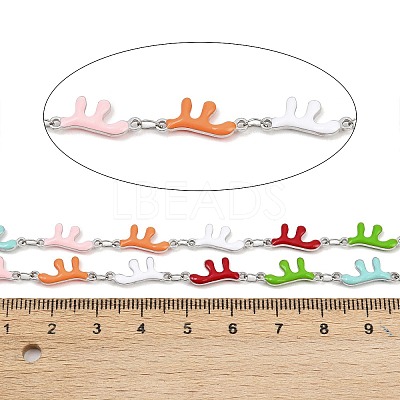 304 Stainless Steel Enamel Coral Link Chains CHS-F023-01H-P-1