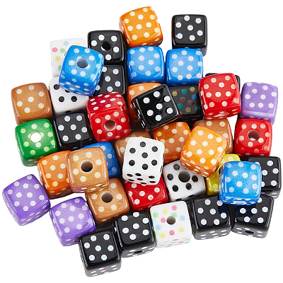 48Pcs Opaque Printed Acrylic Beads OACR-SC0002-92-1