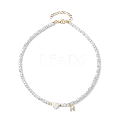 Brass Micro Pave Grade AAA Cubic Zirconia Letter Pendant Necklaces NJEW-JN04771-08-1