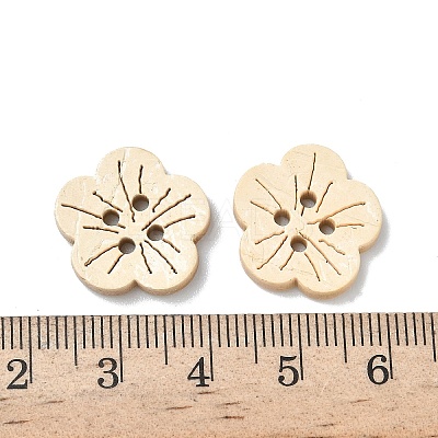 Carved 4-hole Basic Sewing Button in Flower Shape NNA0YYS-1