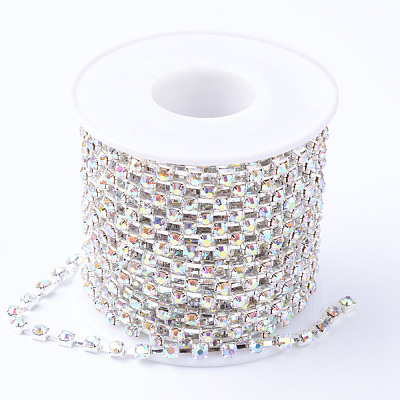 Brass Rhinestone Strass Chains CHC-T002-SS18-02S-1