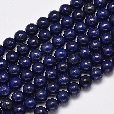 Dyed Natural Lapis Lazuli Round Beads Strands G-M169-10mm-05-1