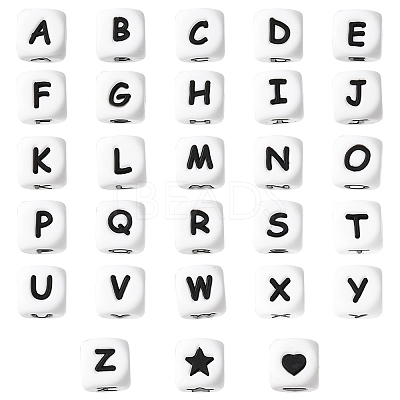 30Pcs 28 Style Food Grade Eco-Friendly Silicone Beads SIL-YW0001-07-1