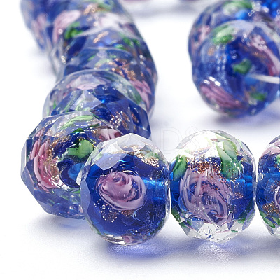 Handmade Gold Sand Lampwork Beads Strands LAMP-R141-12mm-01-1