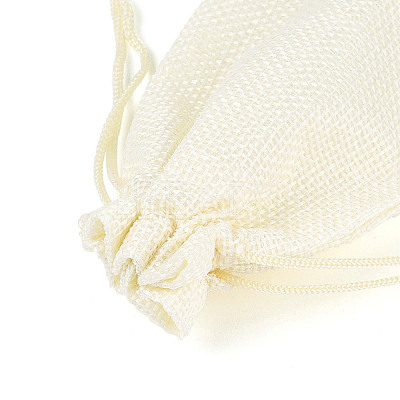 Polyester Imitation Burlap Packing Pouches Drawstring Bags ABAG-R005-9x12-13-1