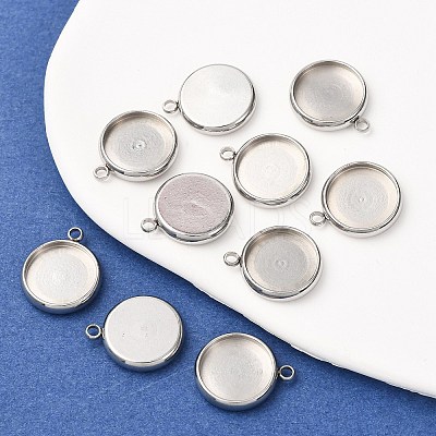Non-Tarnish 304 Stainless Steel Pendant Cabochon Settings X-STAS-K202-03E-P-1