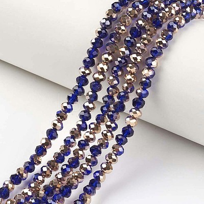 Electroplate Opaque Glass Beads Strands EGLA-A034-P6mm-N-1