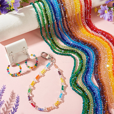21 Strands 21 Colors Electroplate Glass Beads Strands EGLA-TA0003-07-1
