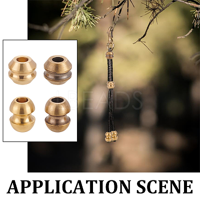 8Pcs 4 Styles Outdoor EDC Tool Brass Parachute Rope European Beads KK-NB0003-64-1