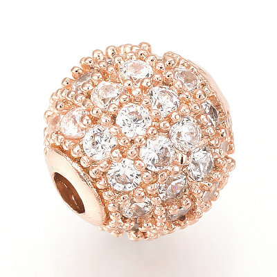 Brass Micro Pave Cubic Zirconia Beads LS-ZIRC-Q013-10mm-142RG-1
