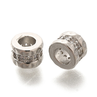 Rack Plating Brass Micro Pave Clear Cubic Zirconia European Beads KK-H508-12P-1