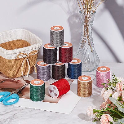 10 Rolls 10 Colors Polyester Braided Cords OCOR-GO0001-02-1