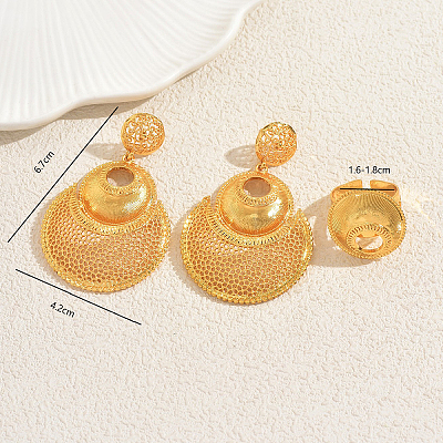 Alloy Hollow Round Stud Earrings & Cuff Rings Sets for Women FF3936-1
